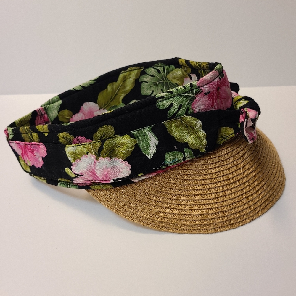 Floral Black and Tan Visor